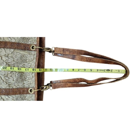 Rare Clever Carriage Company Embroidered lace & Croc Embossed Leather Large Tote - Picture 14 of 16